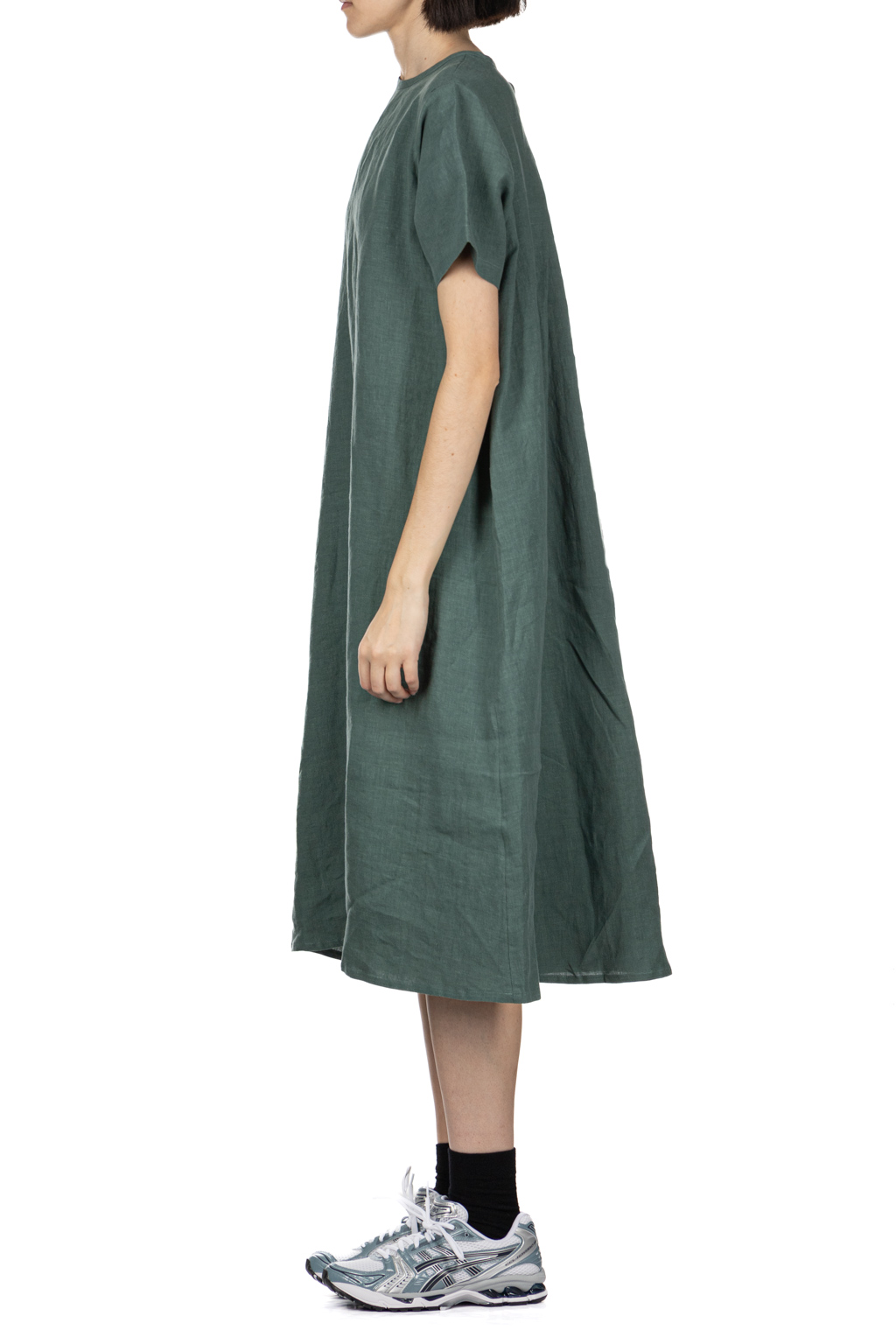 Nachukara - French Linen A-Line Dress - Green