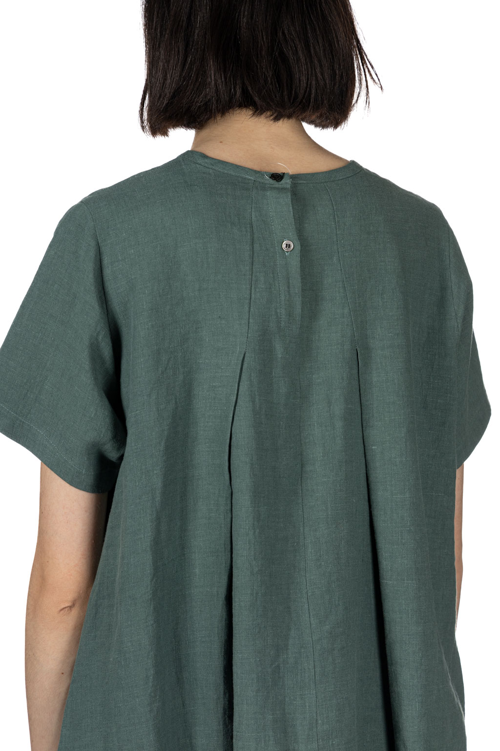 Nachukara - French Linen A-Line Dress - Green