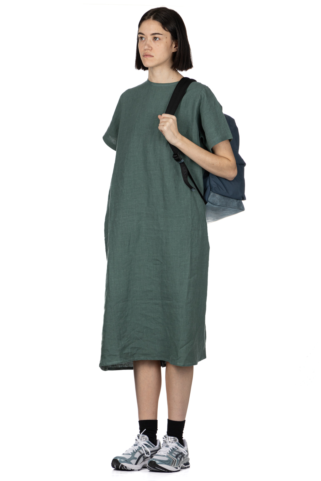 Nachukara - French Linen A-Line Dress - Green