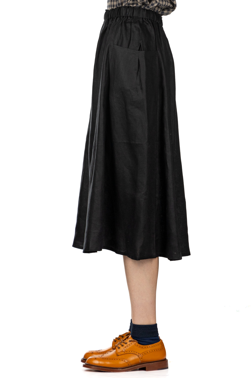 Nachukara - French Linen Side Pocket Skirt - Black