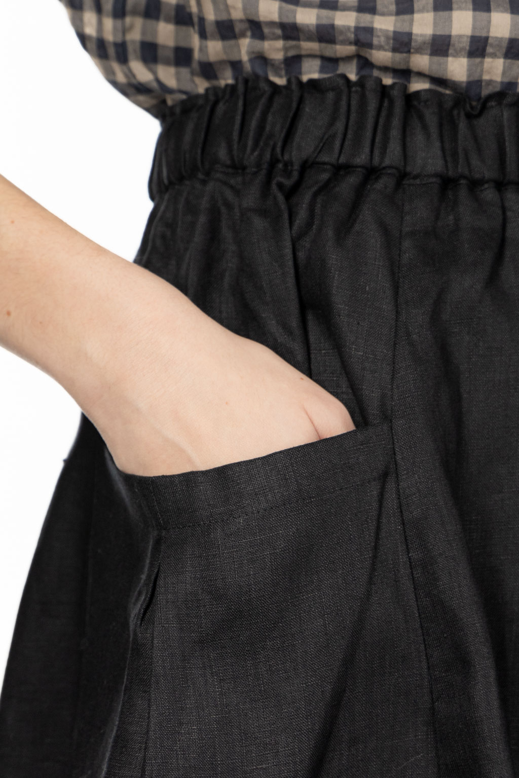 Nachukara - French Linen Side Pocket Skirt - Black