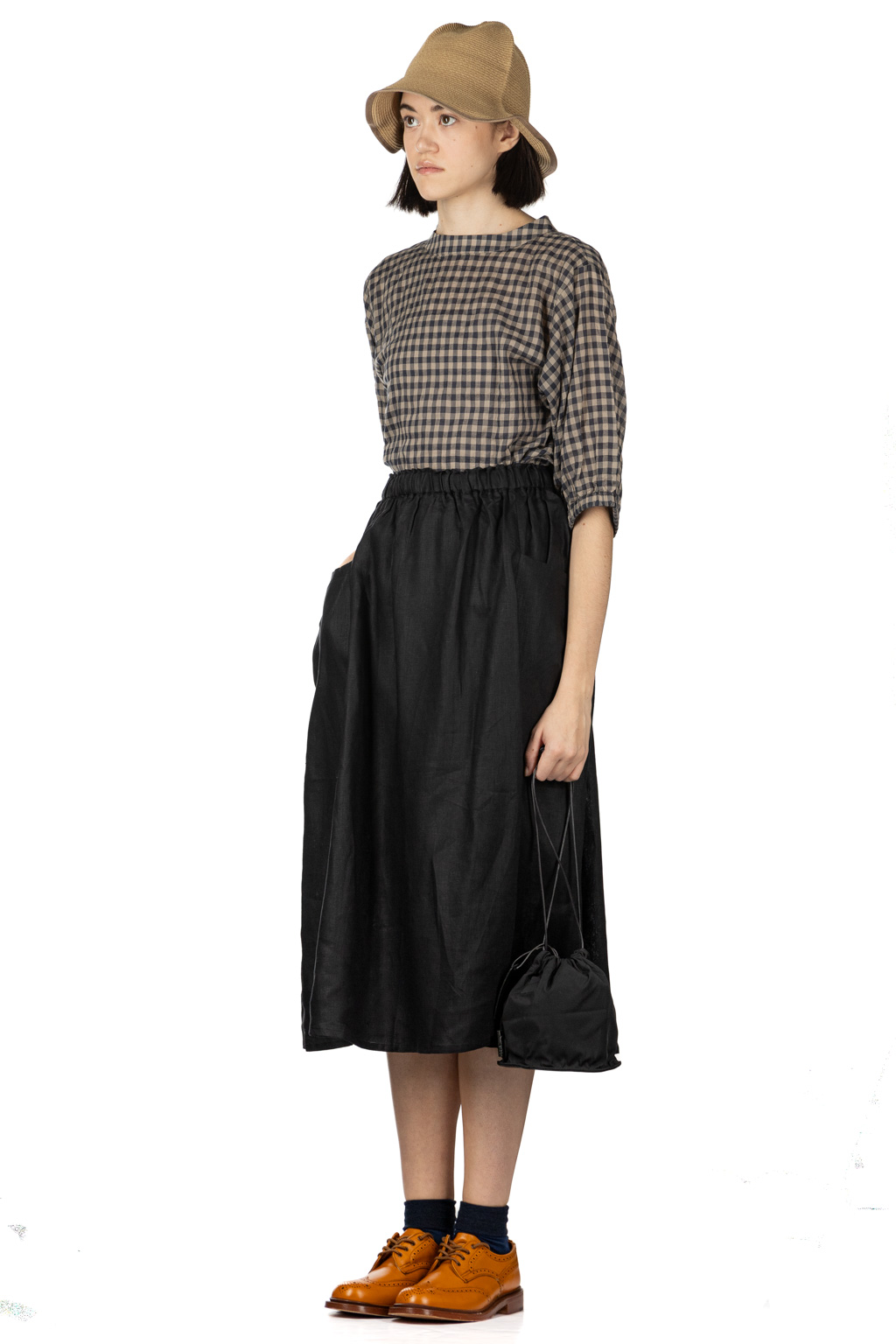 Nachukara - French Linen Side Pocket Skirt - Black