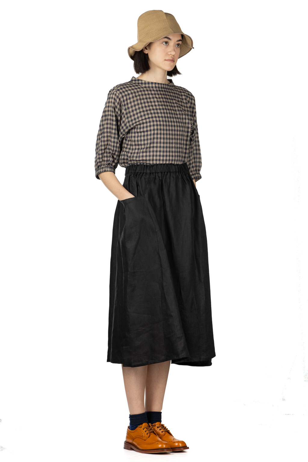 Nachukara - French Linen Side Pocket Skirt - Black