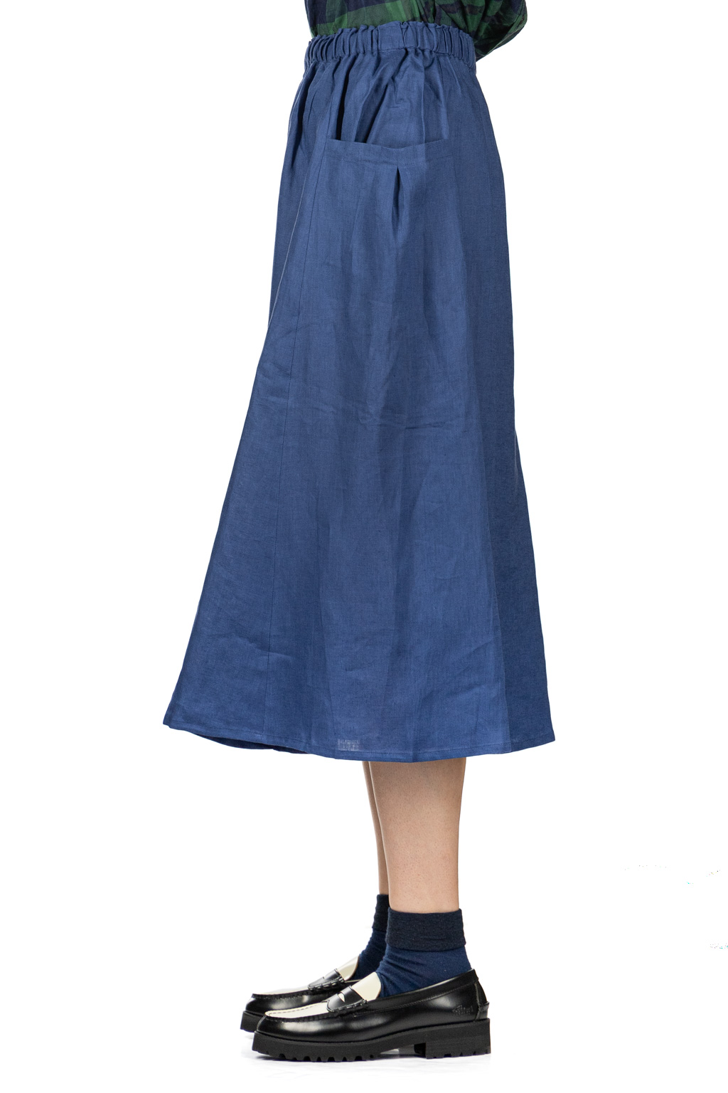 Nachukara - French Linen Side Pocket Skirt - Blue