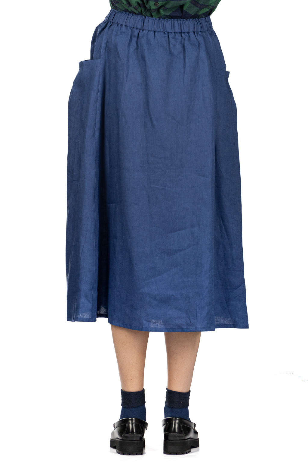 Nachukara - French Linen Side Pocket Skirt - Blue