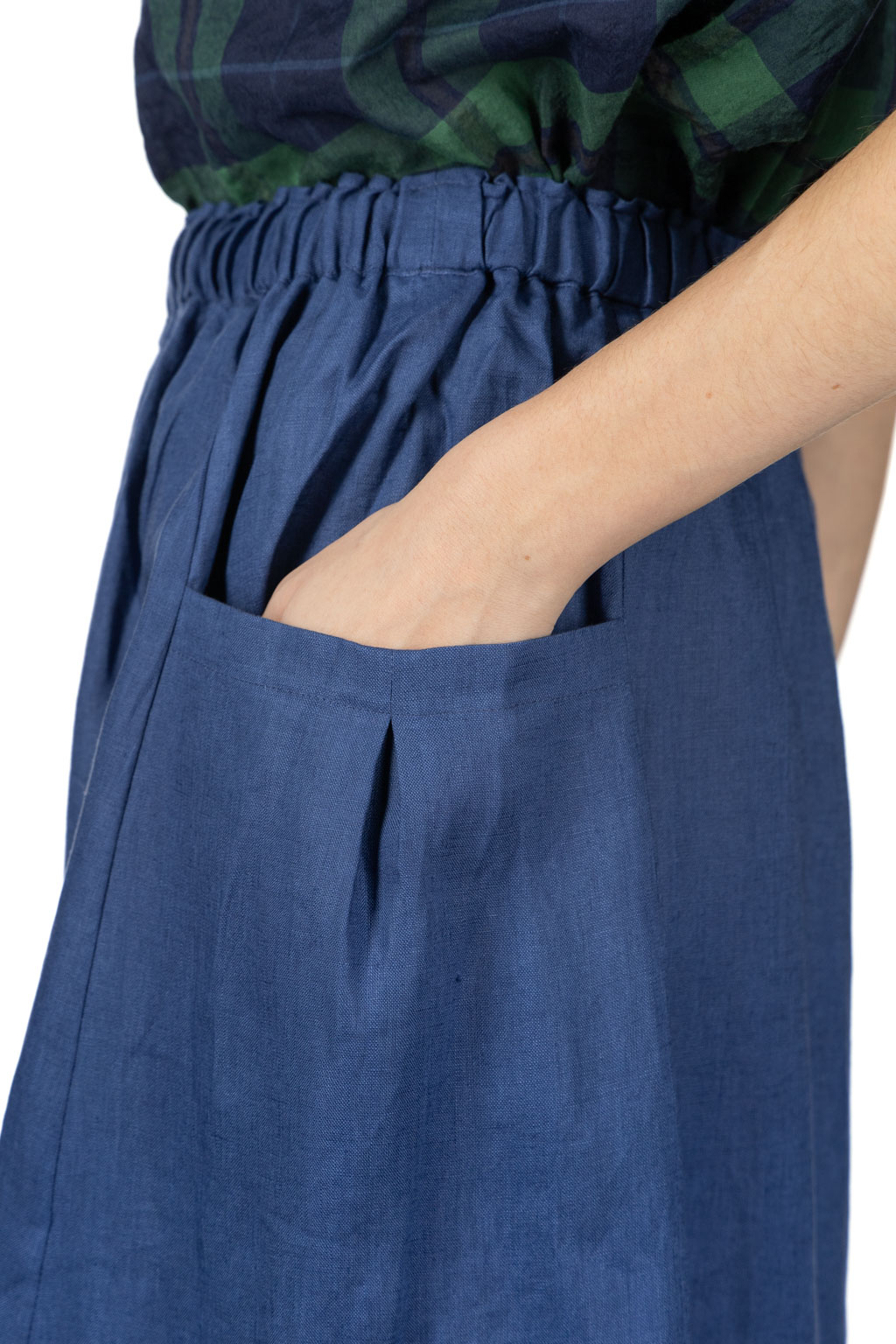 Nachukara - French Linen Side Pocket Skirt - Blue