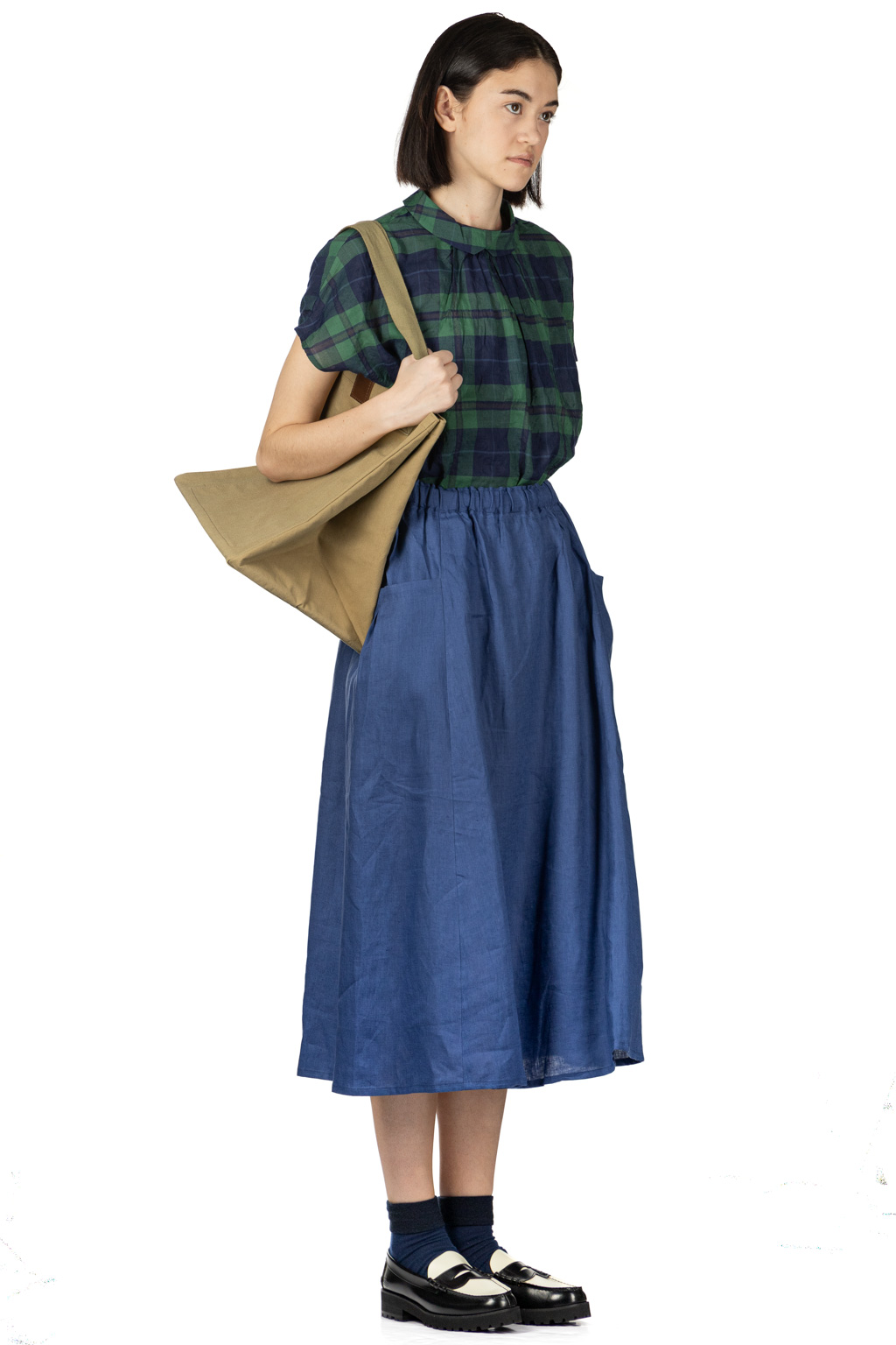 Nachukara - French Linen Side Pocket Skirt - Blue