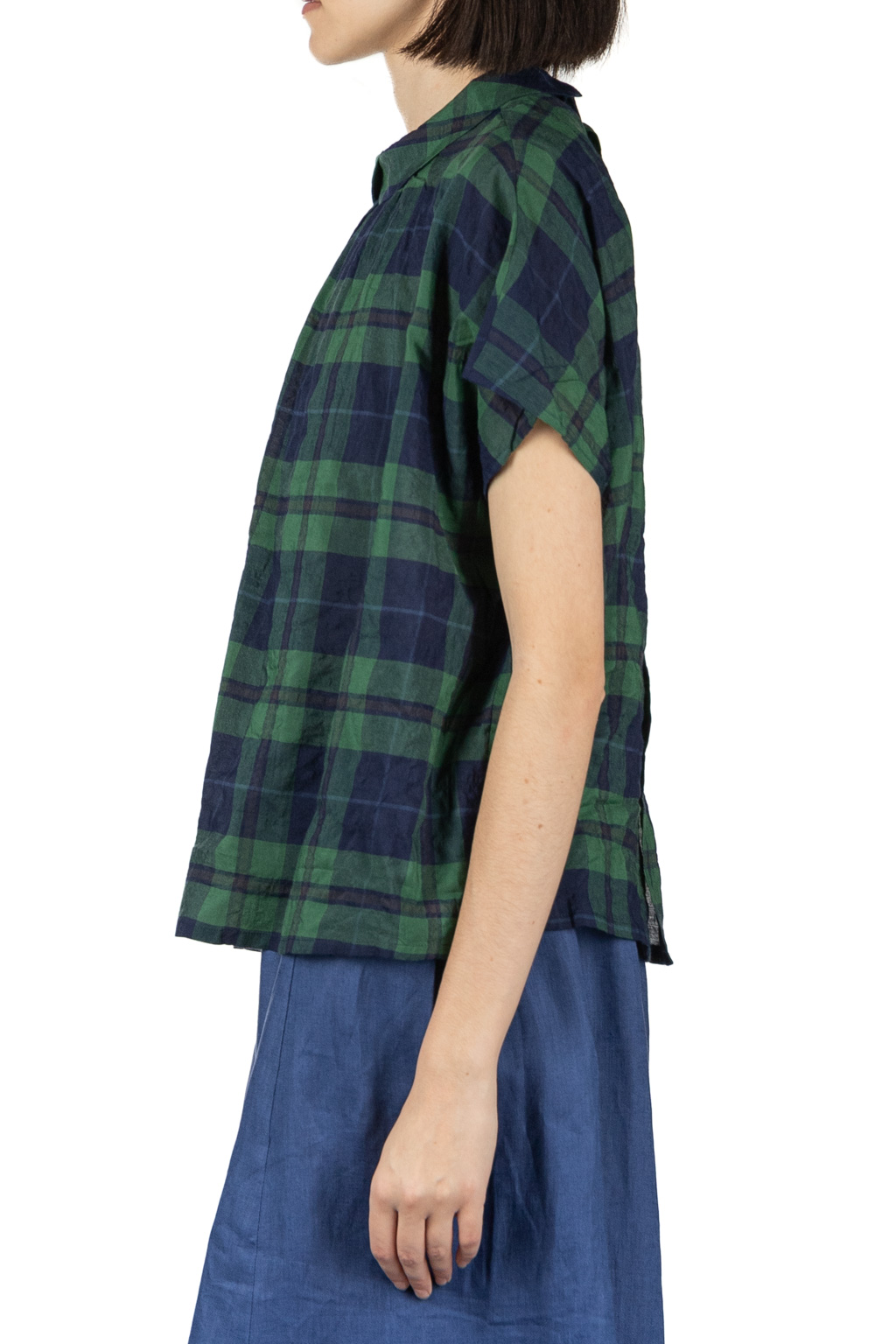 Nachukara - Layered Collar Blouse - Navy Green