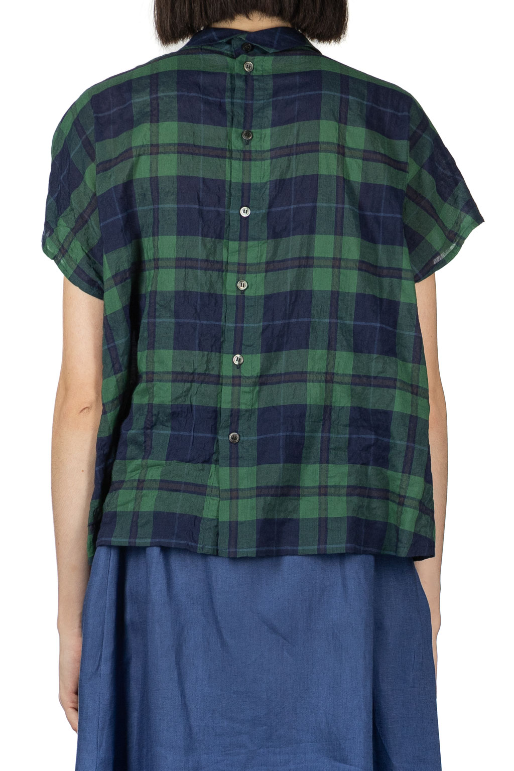 Nachukara - Layered Collar Blouse - Navy Green