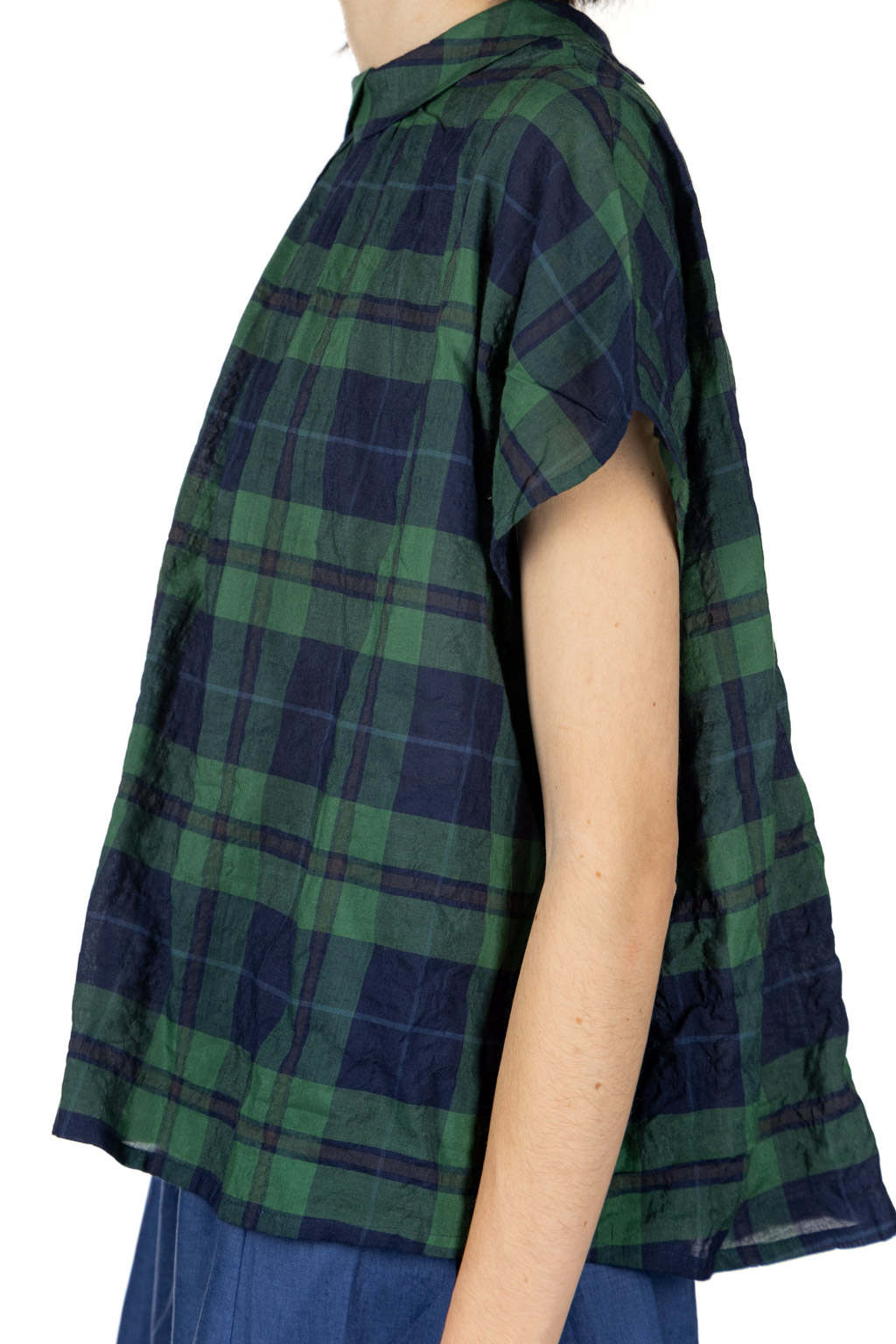 Nachukara - Layered Collar Blouse - Navy Green