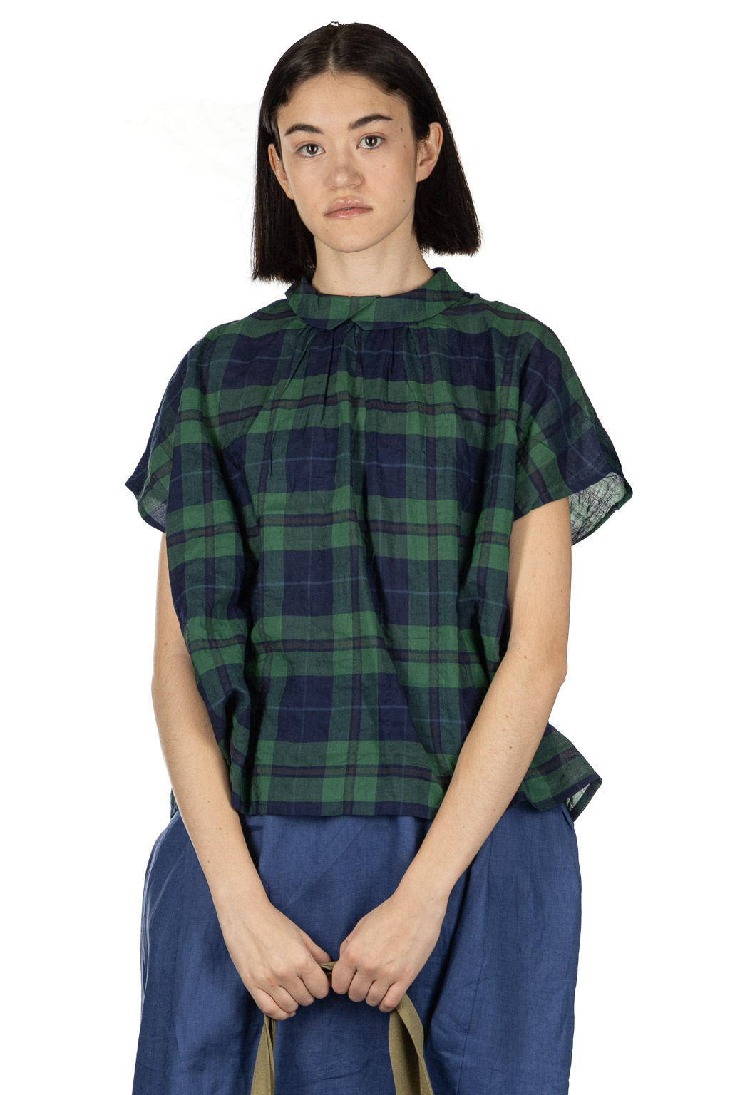 Nachukara - Layered Collar Blouse - Navy Green