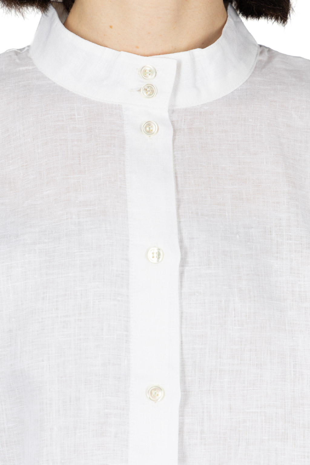 Nachukara - Linen Stand Collar Shirt - White