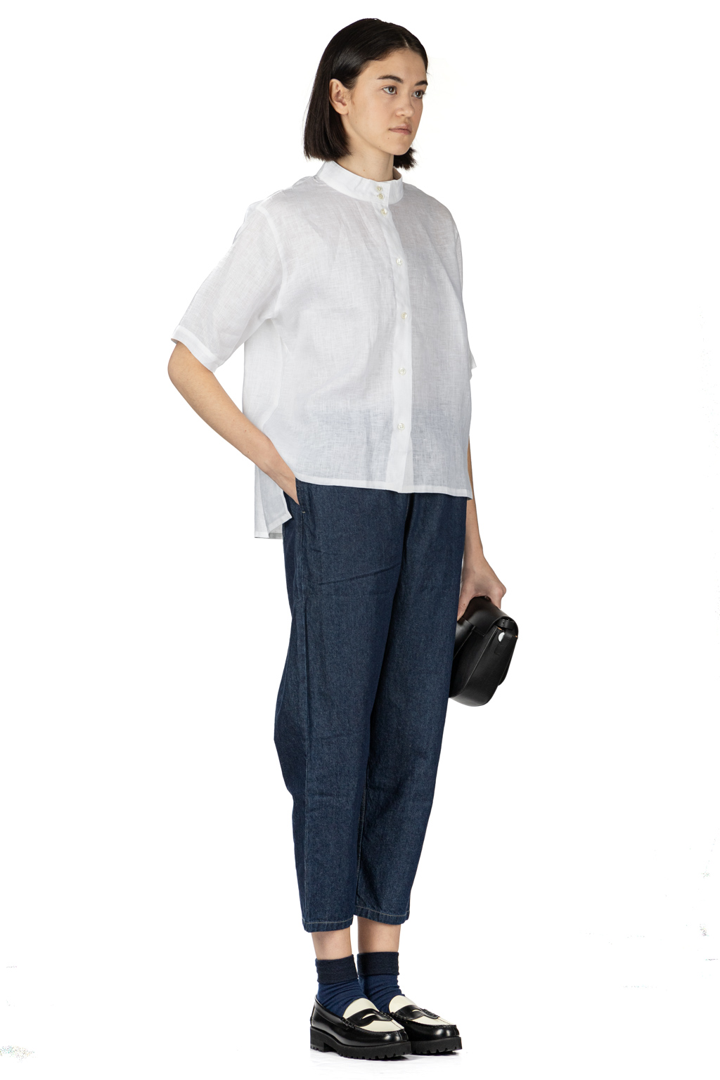 Nachukara - Linen Stand Collar Shirt - White