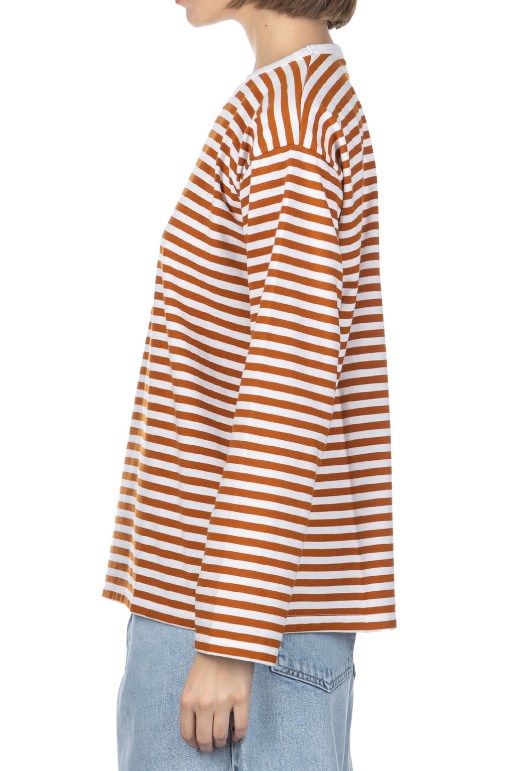 Nanamica (NAN) - COOLMAX Stripe Jersey US Tee-Sunset Orange White