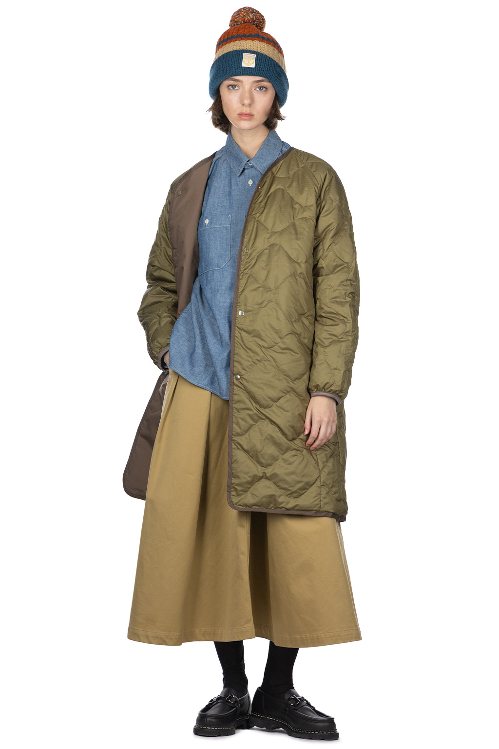 Nanamica (NAN) - Reversible Down Coat - Khaki Beige