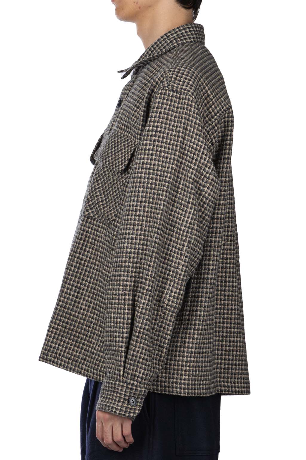 SOPHNET - Tweed Cotton Check CPO Shirt - Grey