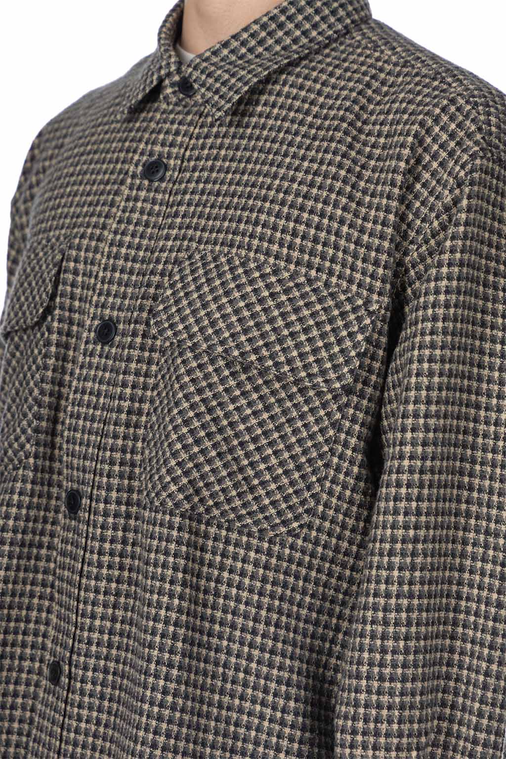 SOPHNET - Tweed Cotton Check CPO Shirt - Grey