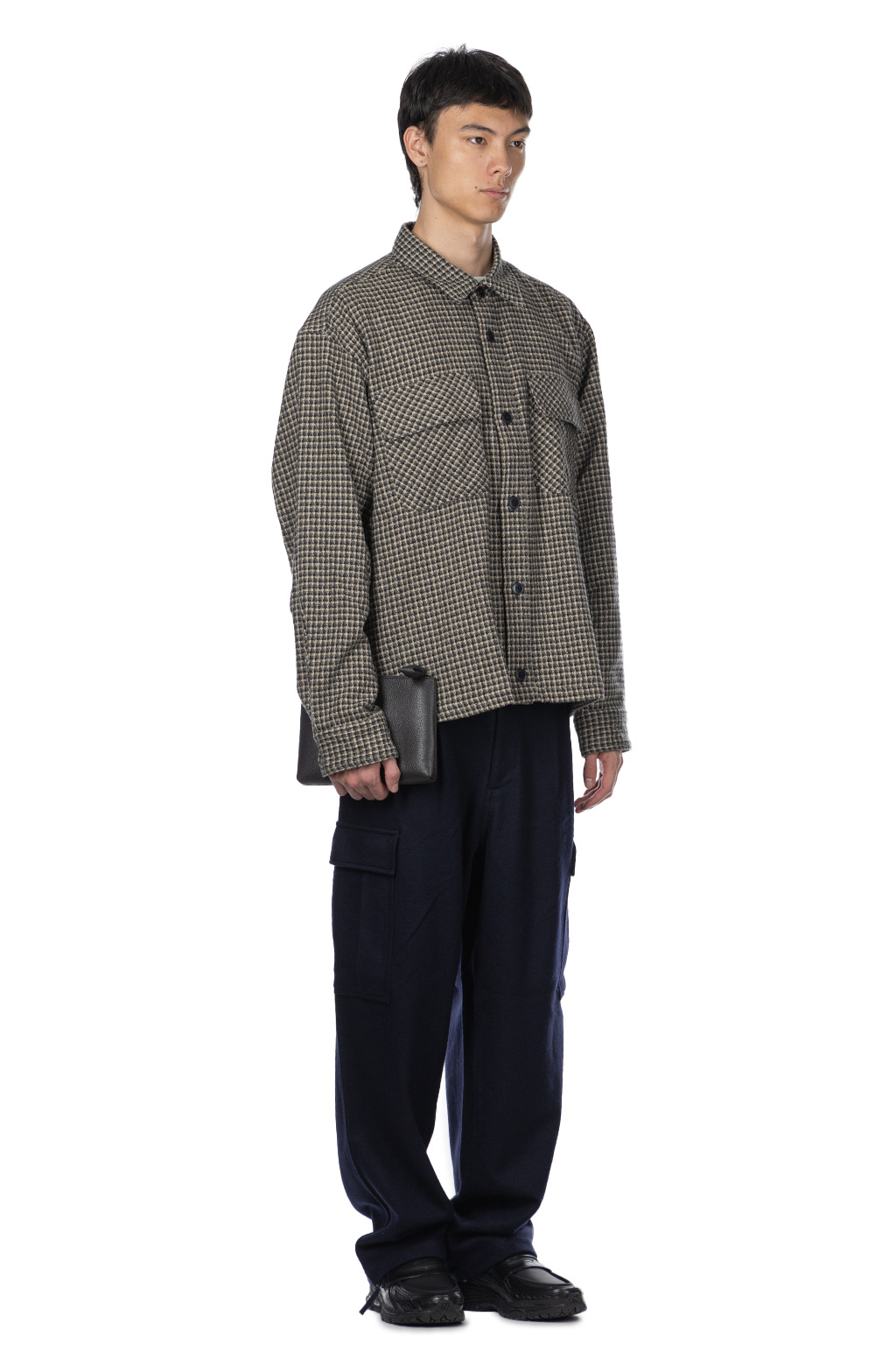 SOPHNET - Tweed Cotton Check CPO Shirt - Grey