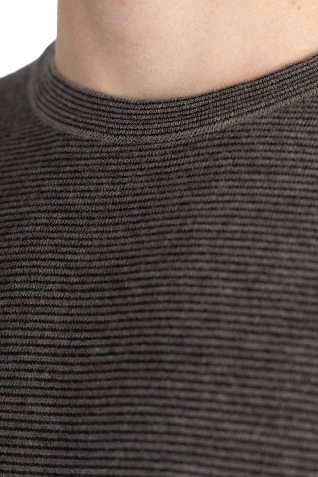 Still by hand - 14G striped sweater-Mocha x Black