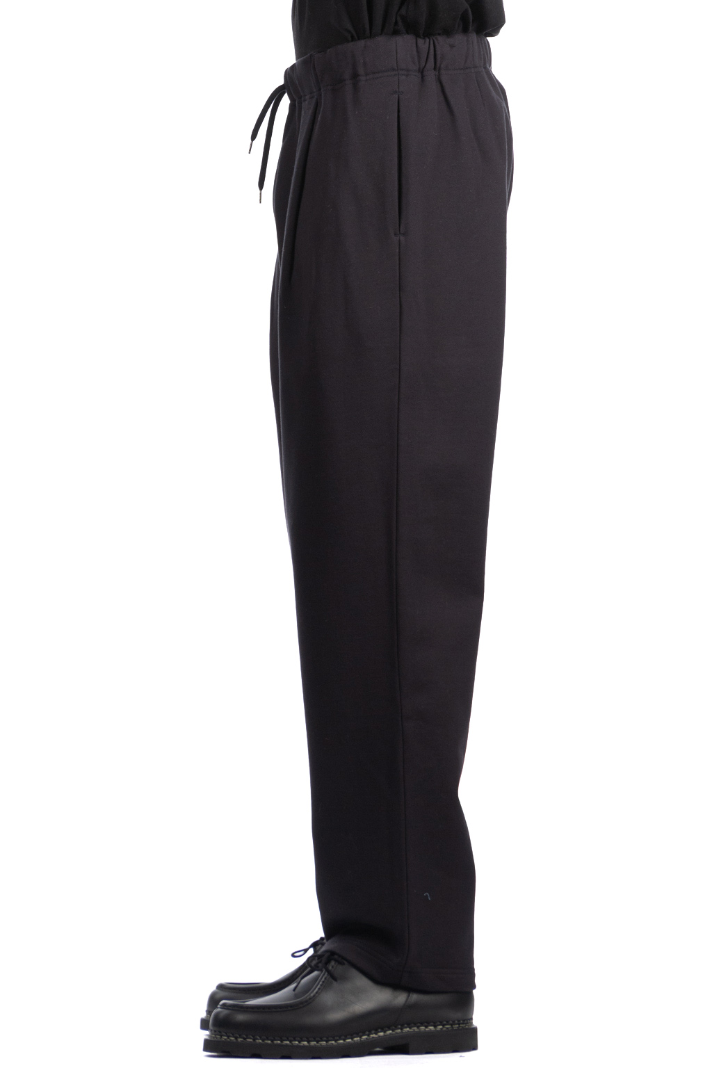 Still by hand - Cotton jersey one tuck pants - Black Navy