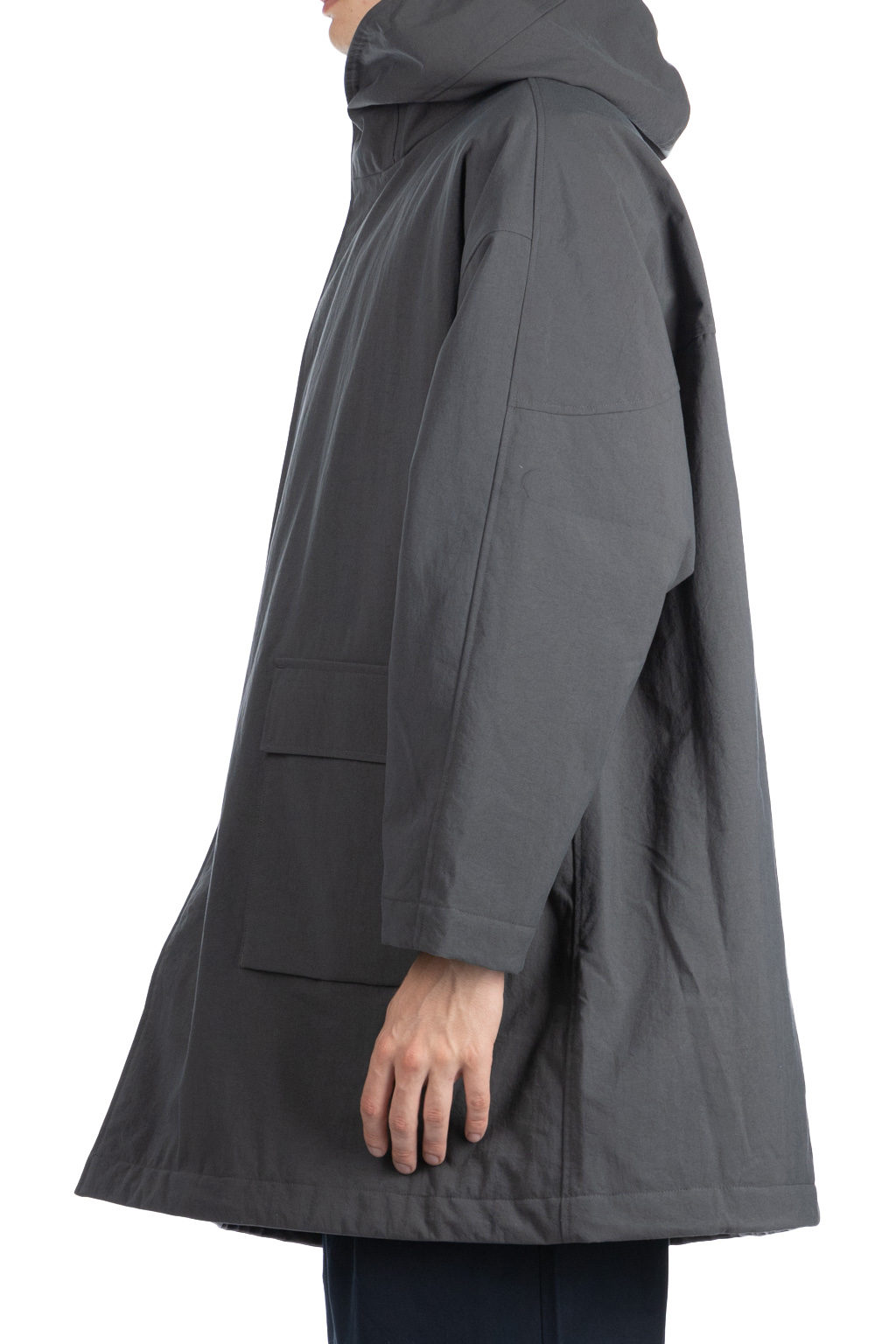 Still by hand - Nylon ox hooded coat-Slate Grey