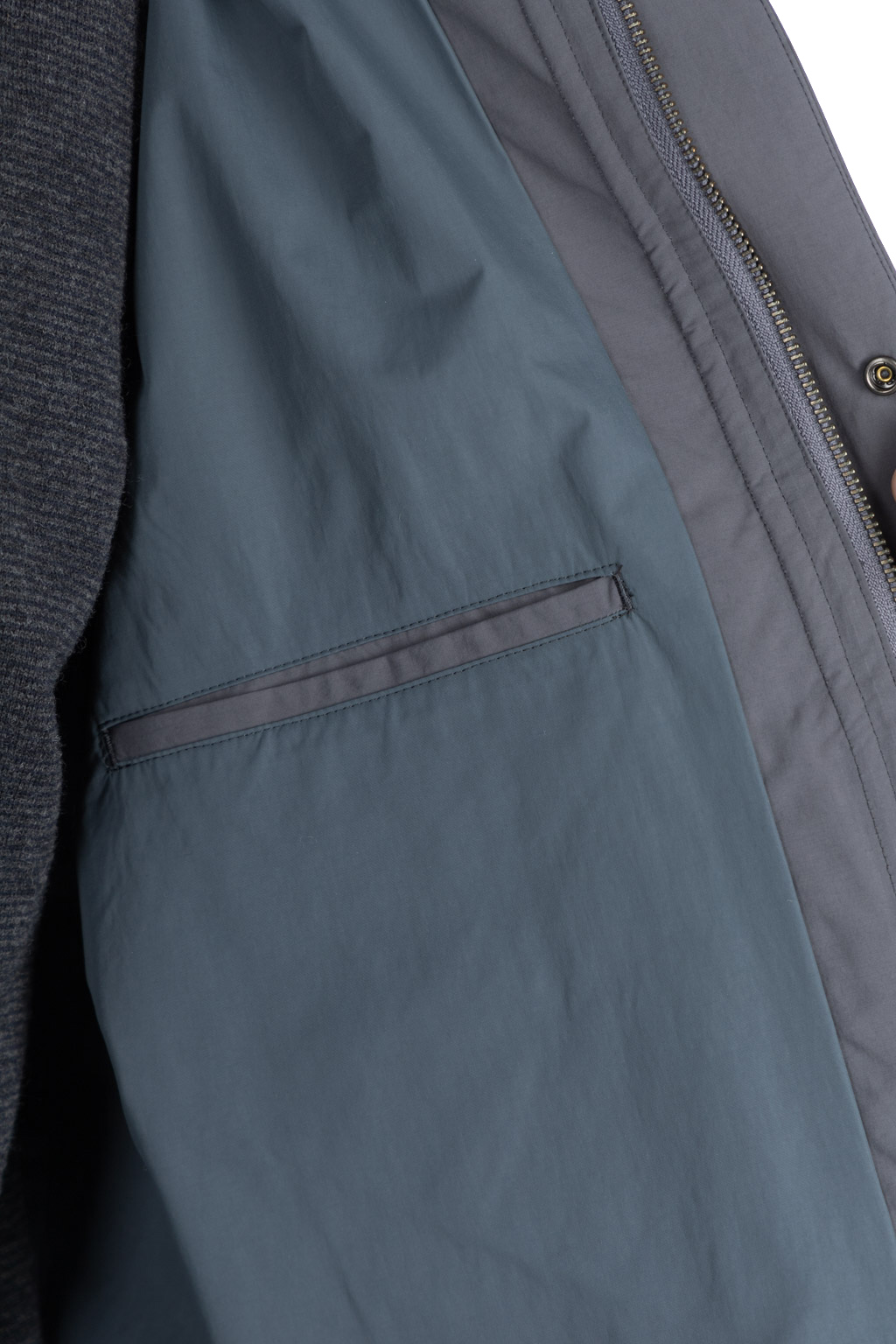 Still by hand - Stand collar field jacket-Blue Grey