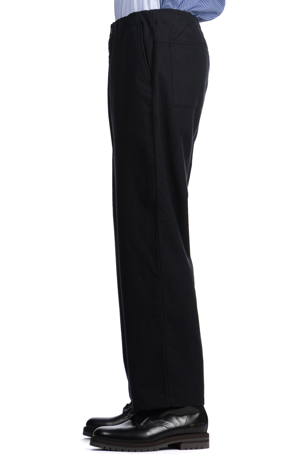 Still by hand - Wool mix easy pants - Black Navy