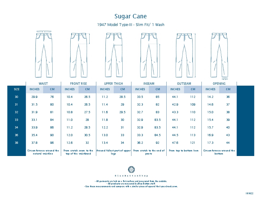 Sugar Cane 1947 Model Type-III - Slim Fit/ 1 Wash