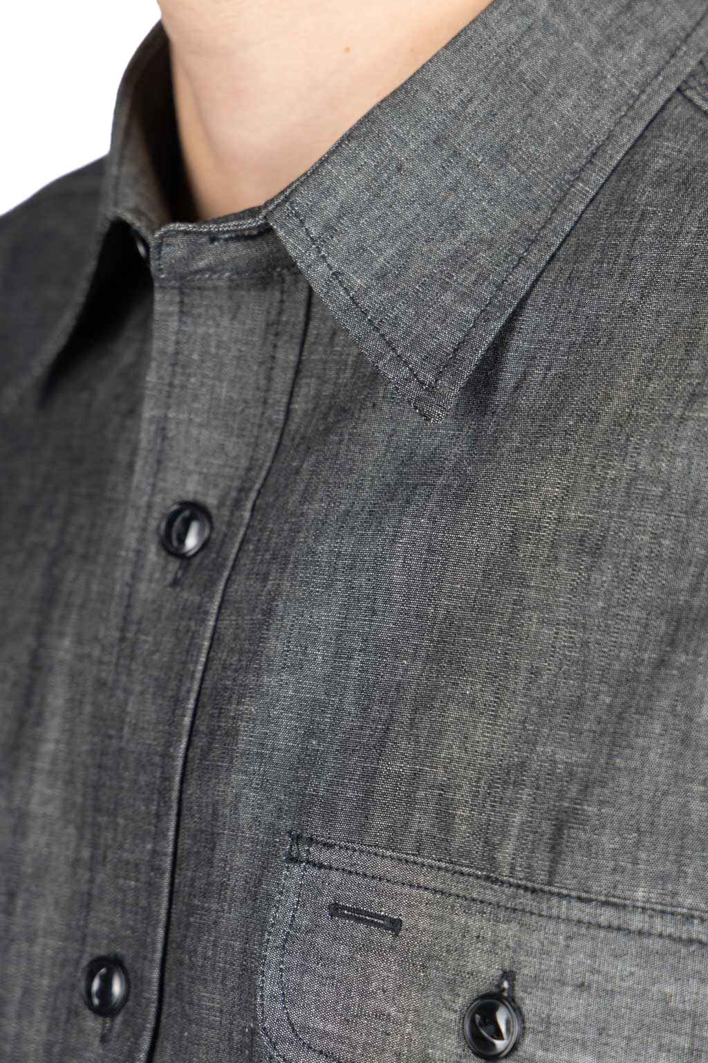 Sugar Cane - Black Chambray LS Work Shirt 