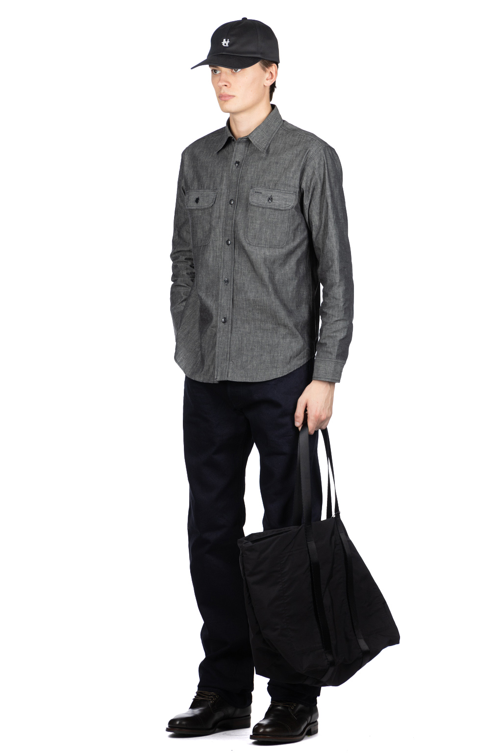 Sugar Cane - Black Chambray LS Work Shirt 