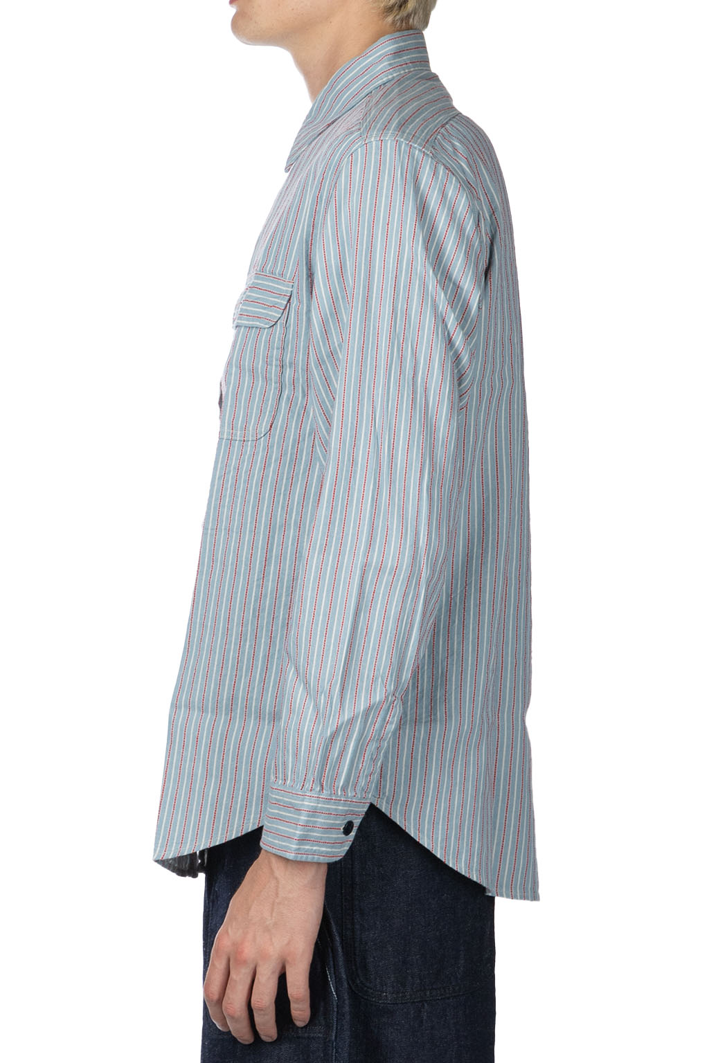 Sugar Cane - Dobby Stripe LS Work Shirt - Blue