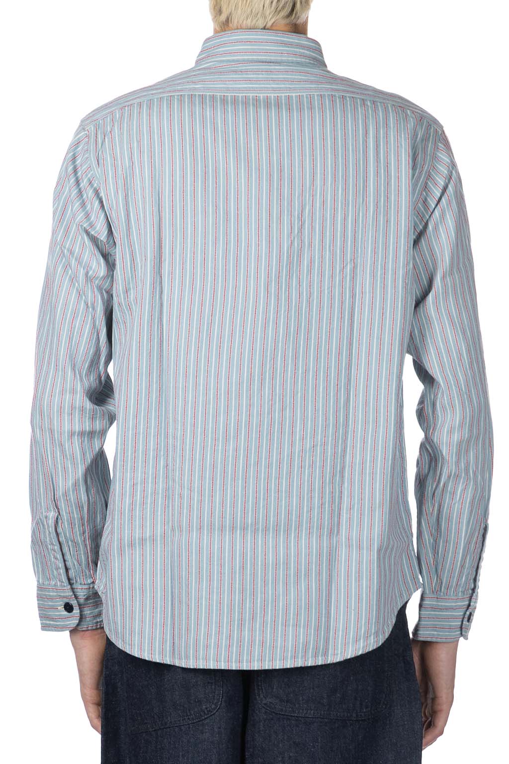 Sugar Cane - Dobby Stripe LS Work Shirt - Blue