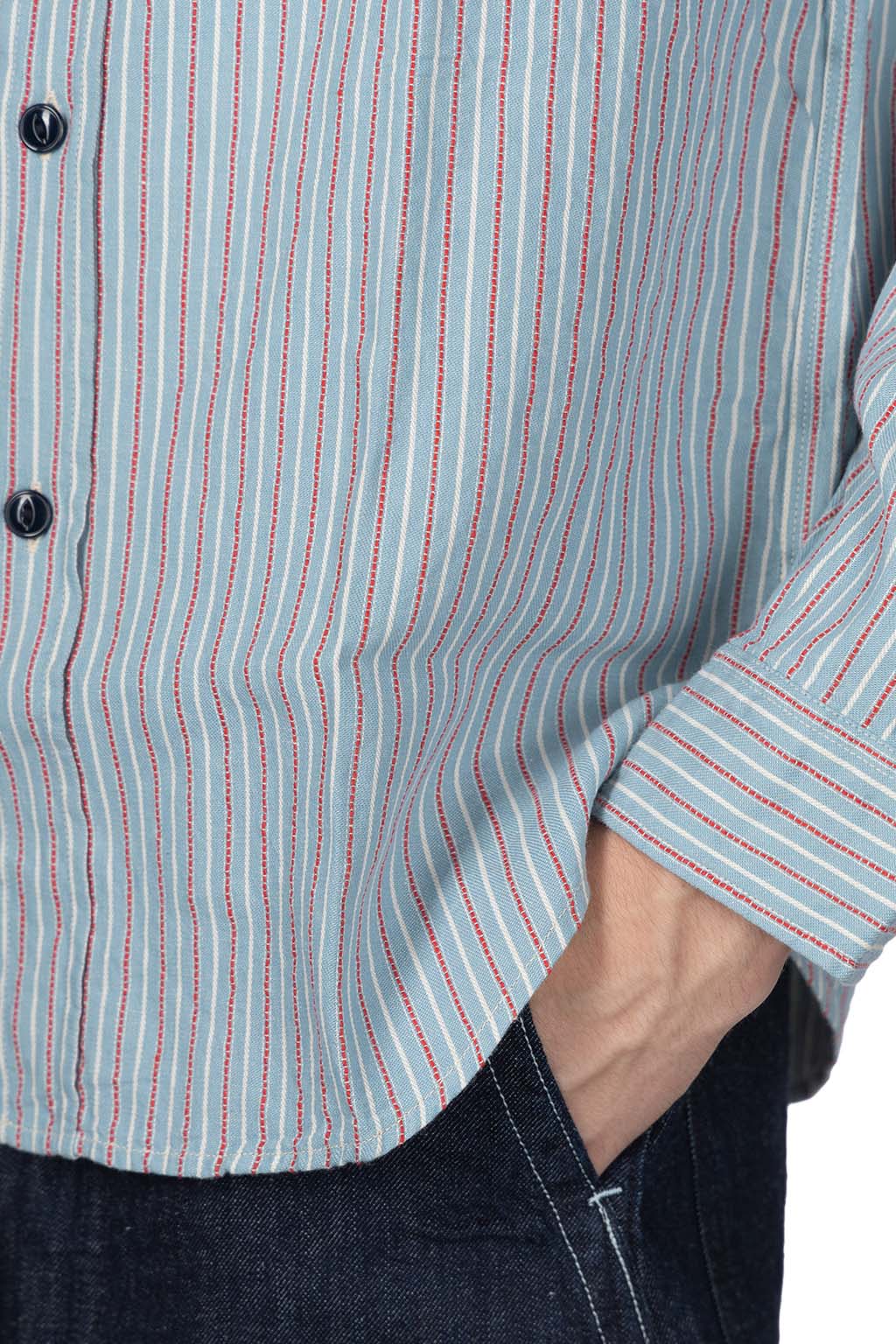 Sugar Cane - Dobby Stripe LS Work Shirt - Blue