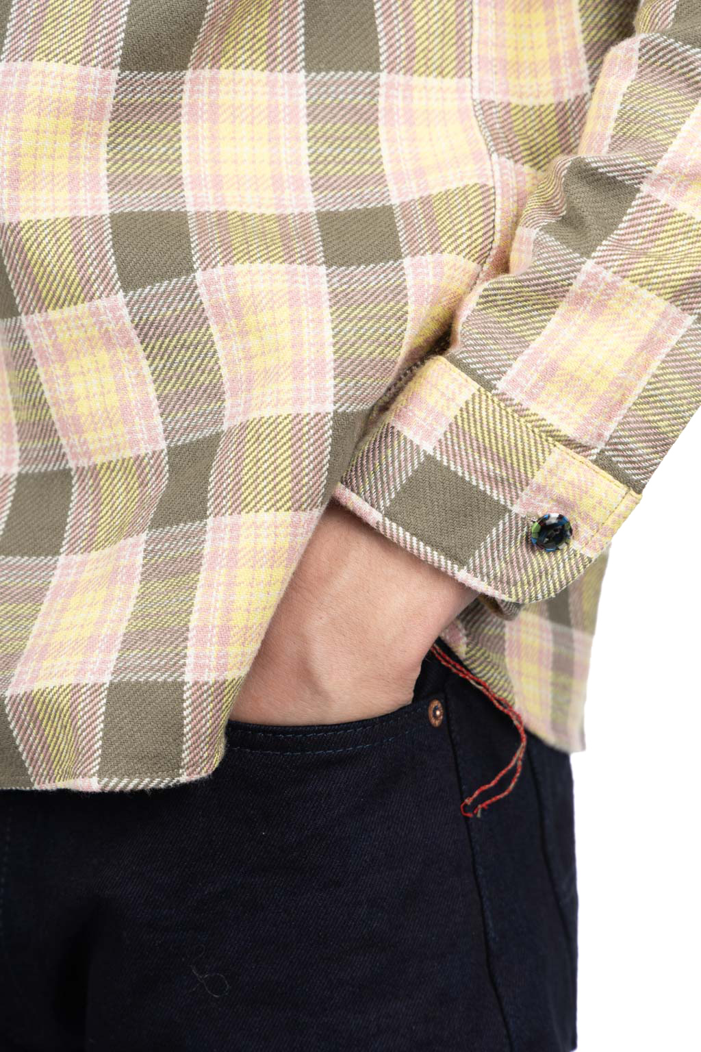 Sugar Cane - Fiction Romance Twill Check LS Work Shirt - Green