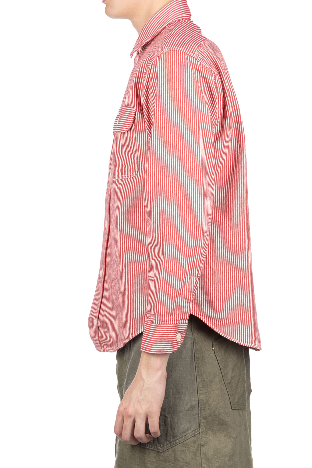 Sugar Cane - Hickory Stripe LS Work Shirt - Red