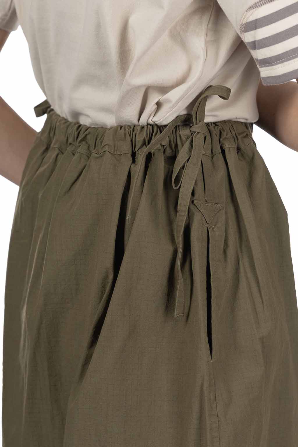 Tigre Brocante - Cotton Nylon Side Slit Skirt - Khaki