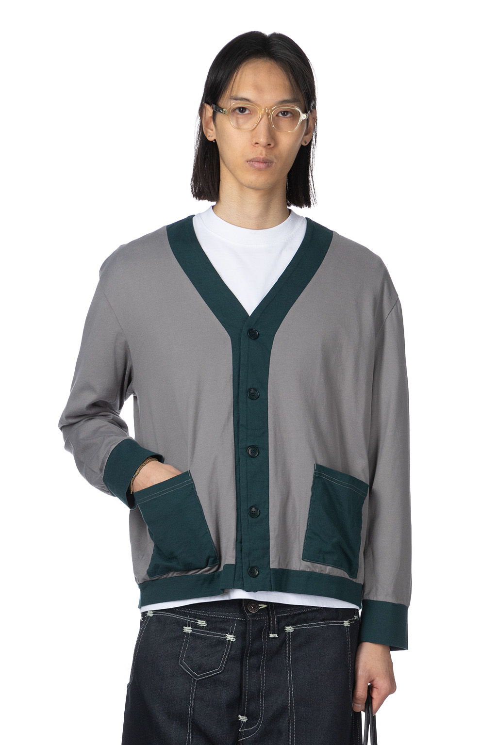 Tigre Brocante - Cotton Old School Cardigan - Grey