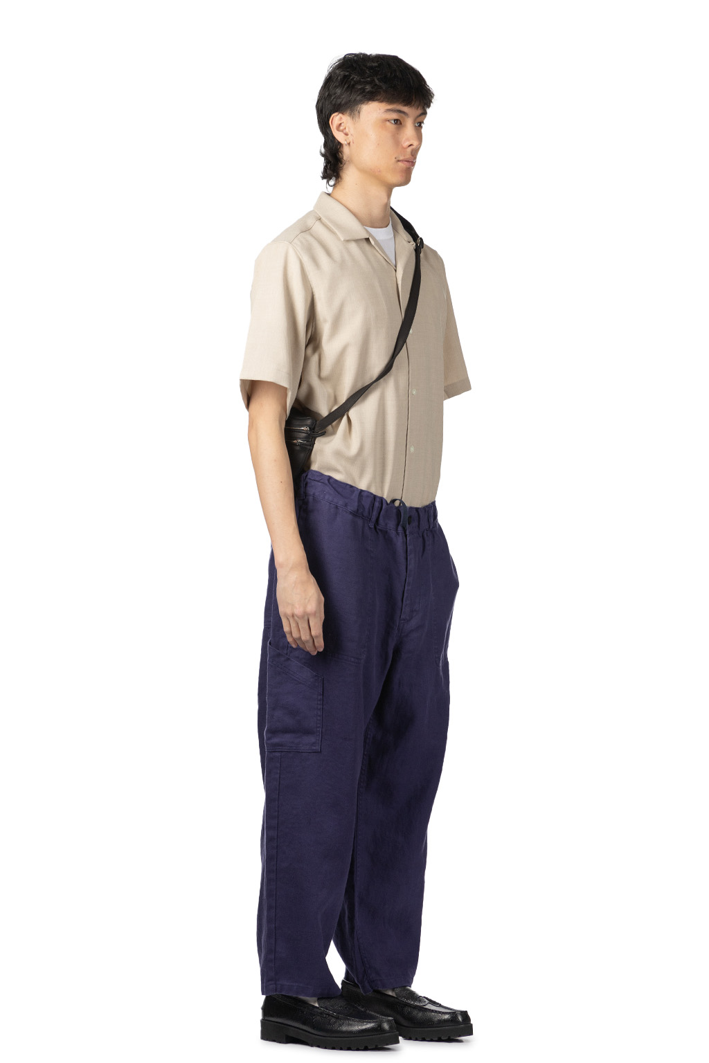 Tigre Brocante - Linen Oxford Bosun Open Pants - Navy