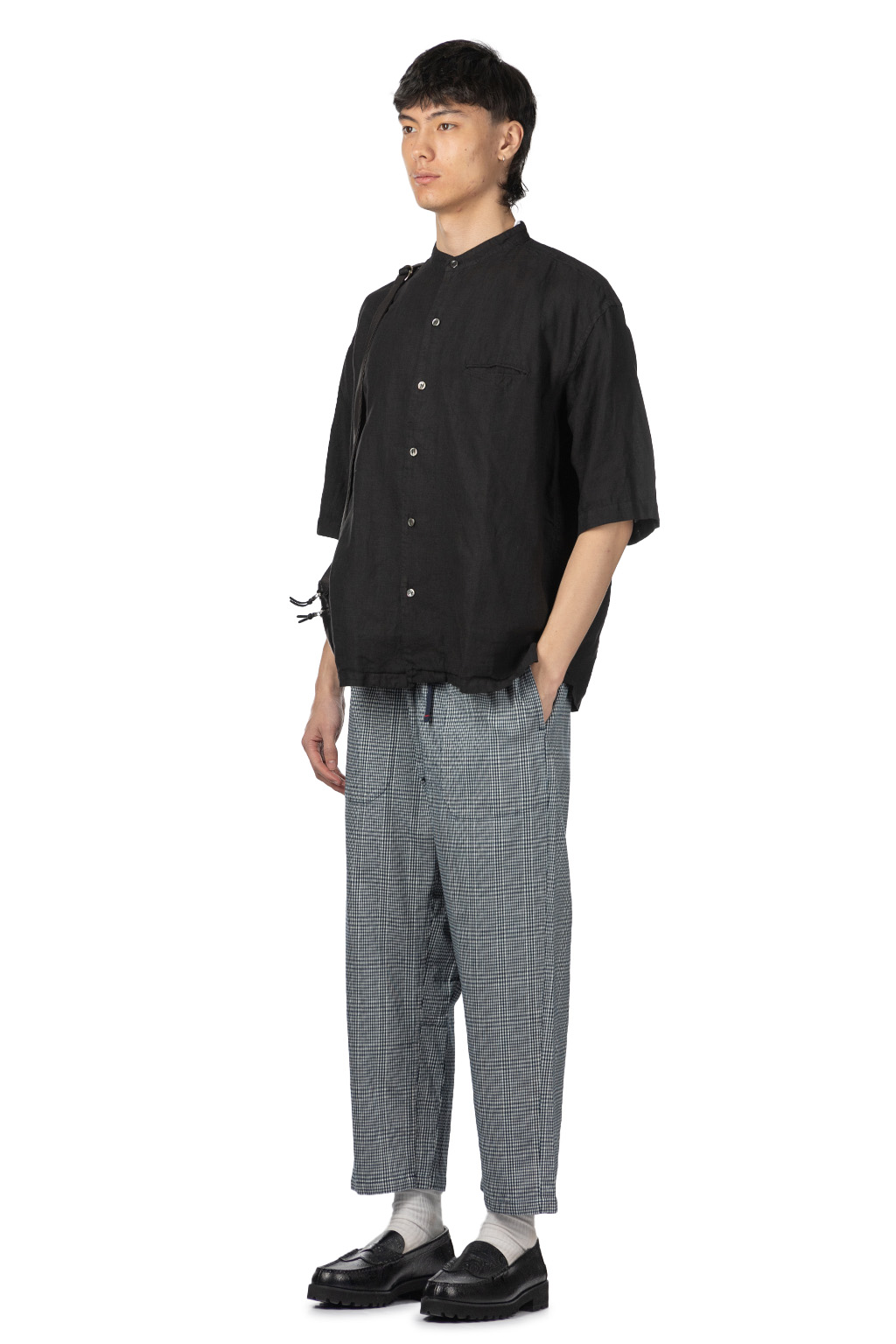 Tigre Brocante - Linen Venice Stand Shirt - Black