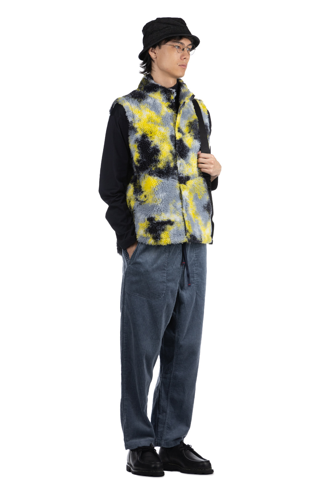 Tigre Brocante - Tie Die Boa Fleece High Neck Snap Vest - Yellow