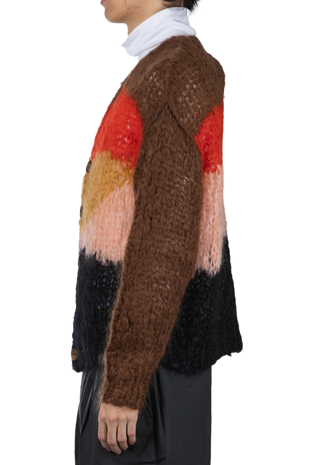 UNUSED - Mohair and Wool Men Cardigan - Brown Multi