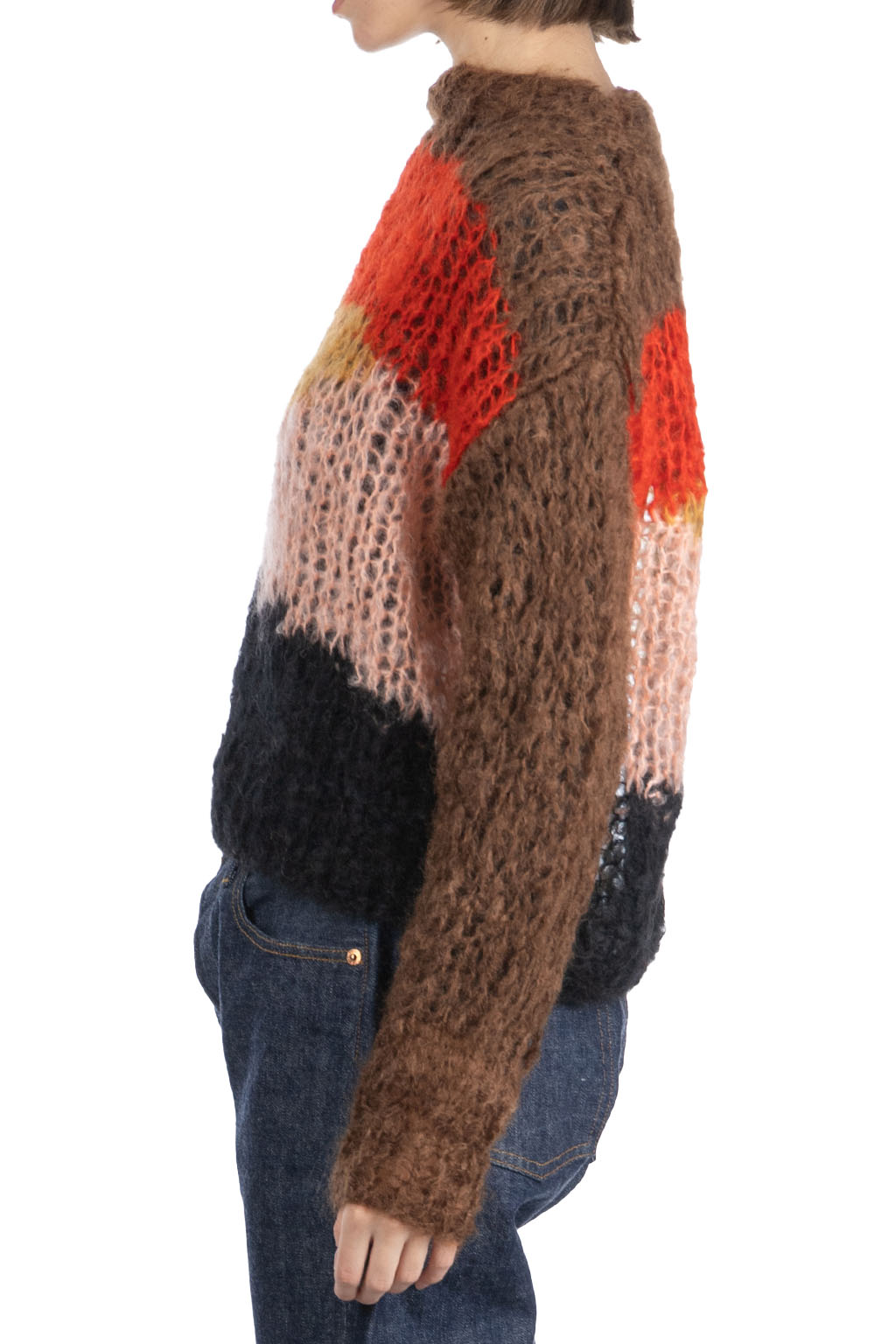 UNUSED - Mohair and Wool Women Pullover - Brown Multi