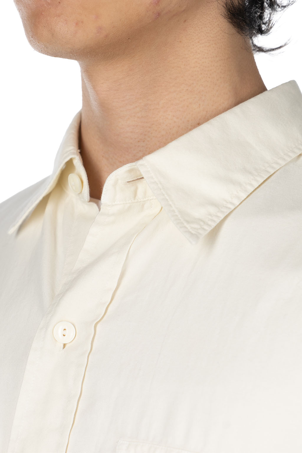 YLEVE - Cotton Viyella Work Shirt - Off White