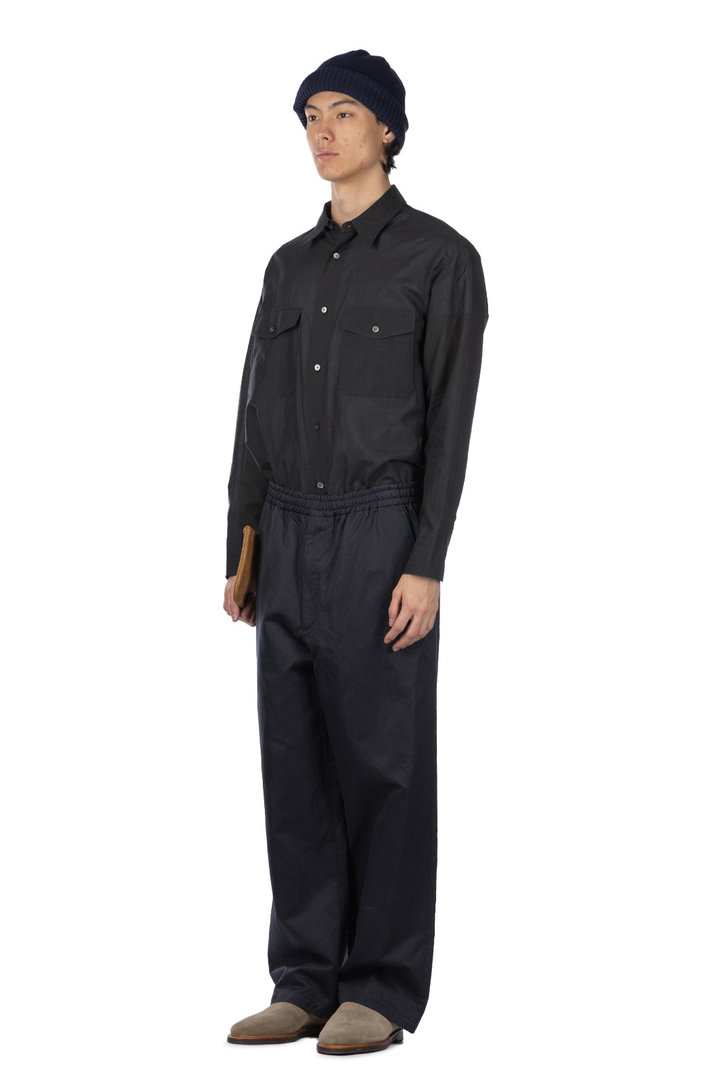 YLEVE - Finx Cotton Lamie Twill Easy Trousers - Navy