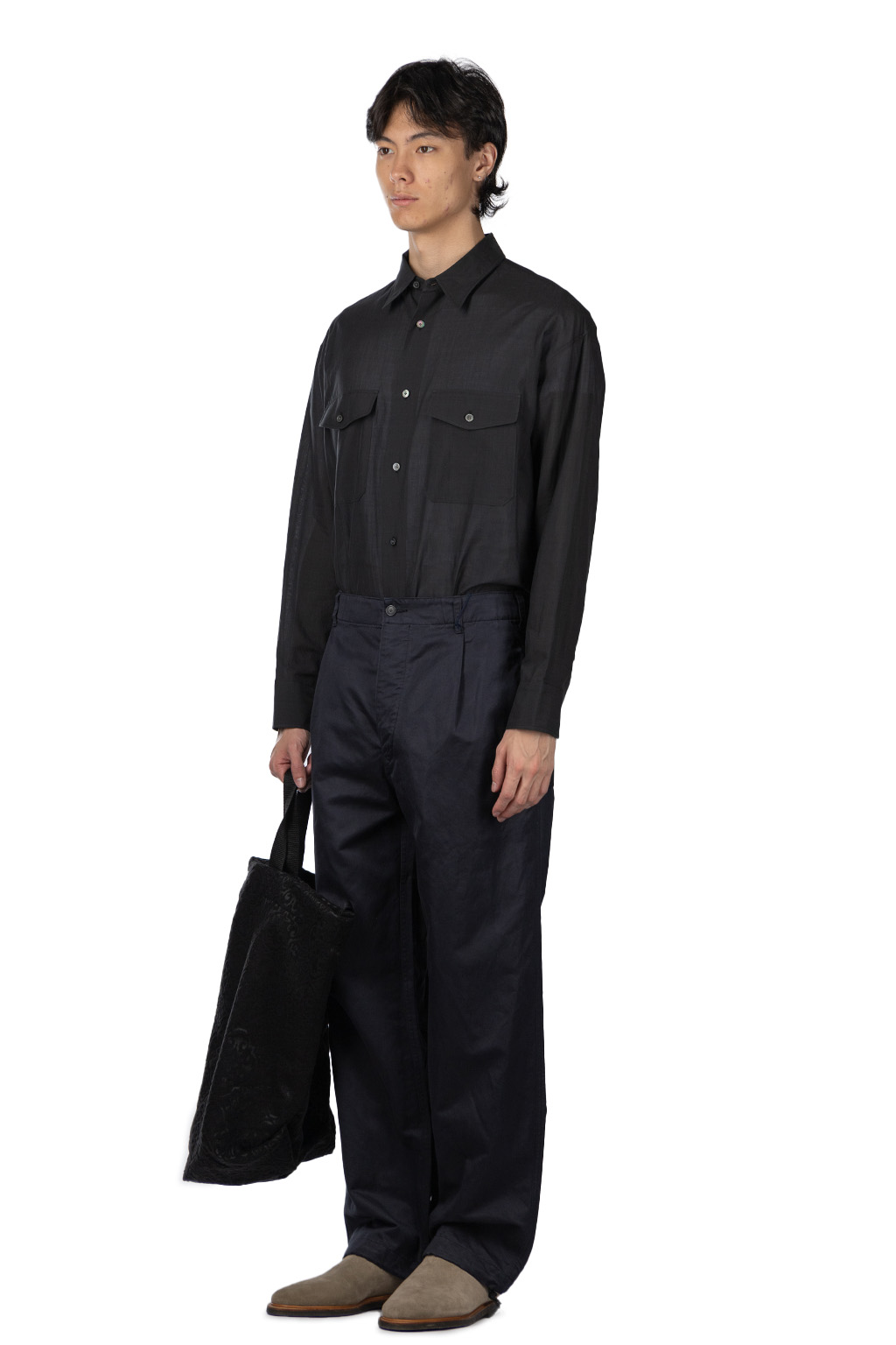 YLEVE - Finx Cotton Lamie Twill Trousers - Navy