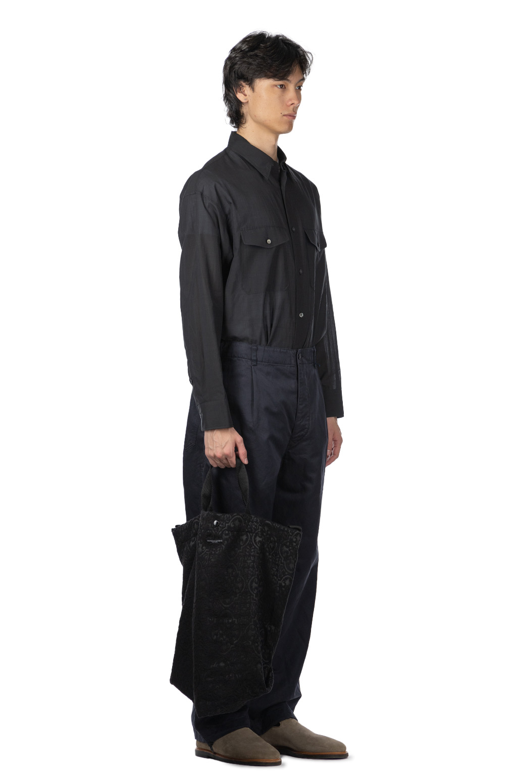 YLEVE - Finx Cotton Lamie Twill Trousers - Navy