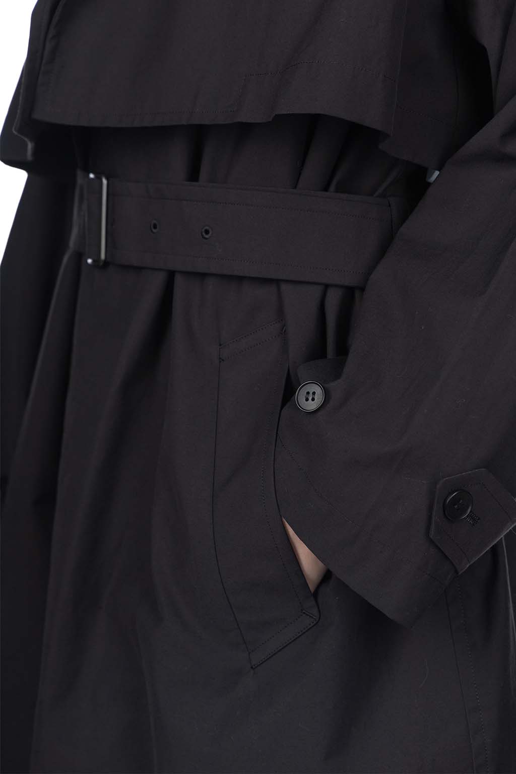 YLEVE - Nylon Cotton Linen Taffeta Coat - Black