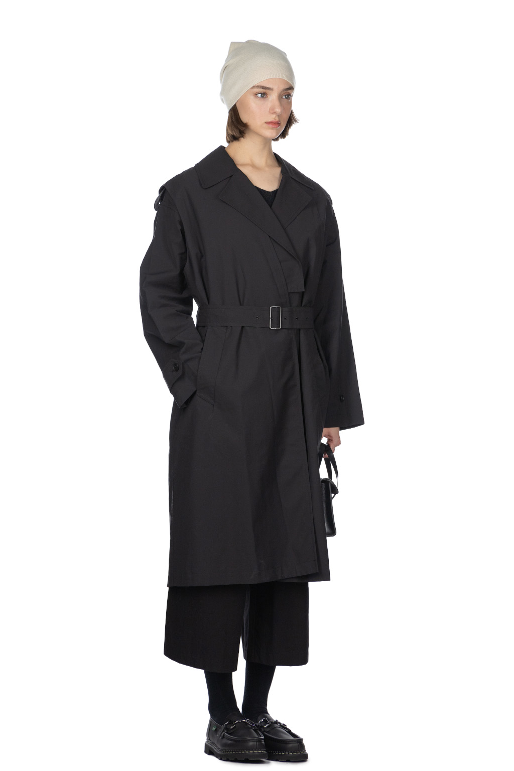 YLEVE - Nylon Cotton Linen Taffeta Coat - Black