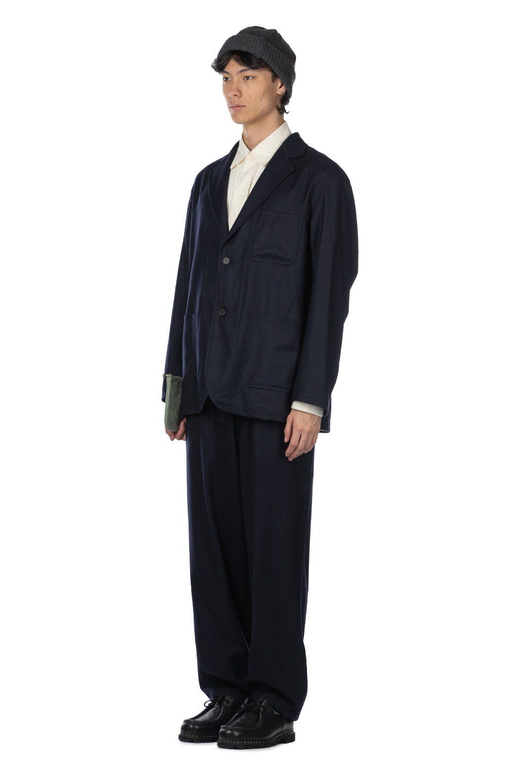 YLEVE - Wool Flannel Jacket - Navy