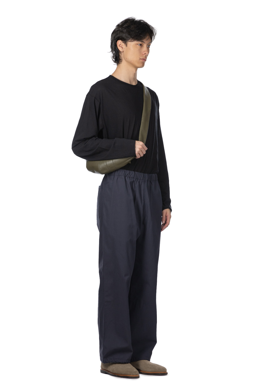 YLEVE - Y : Cotton Poly Twill Easy Trousers - Navy